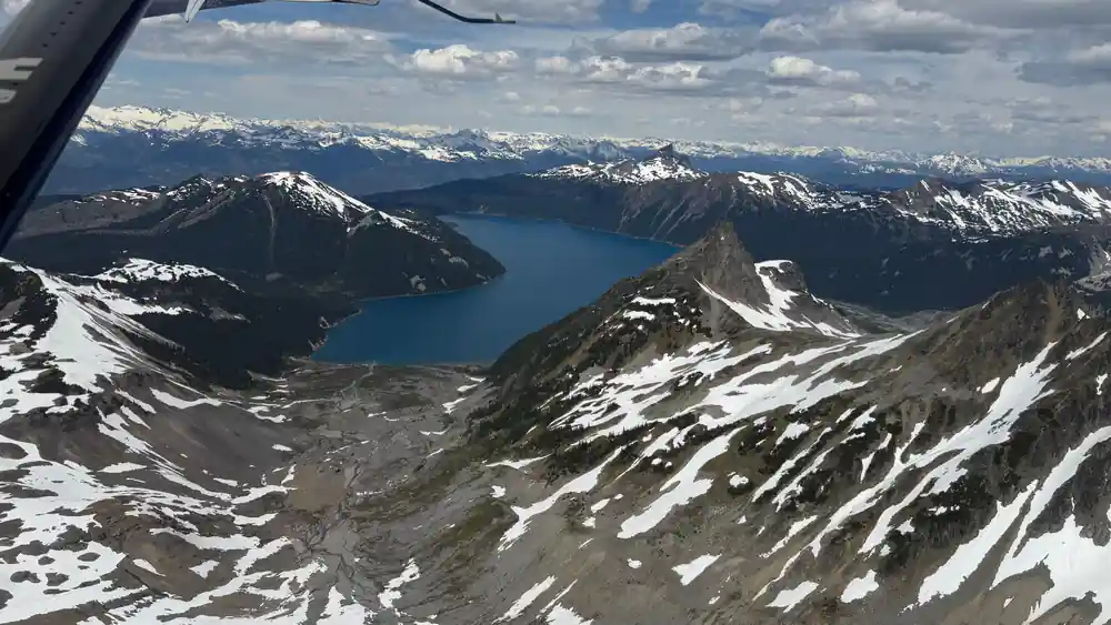 Garibaldi Lake with the dark ridge of the Black Tusk beyond