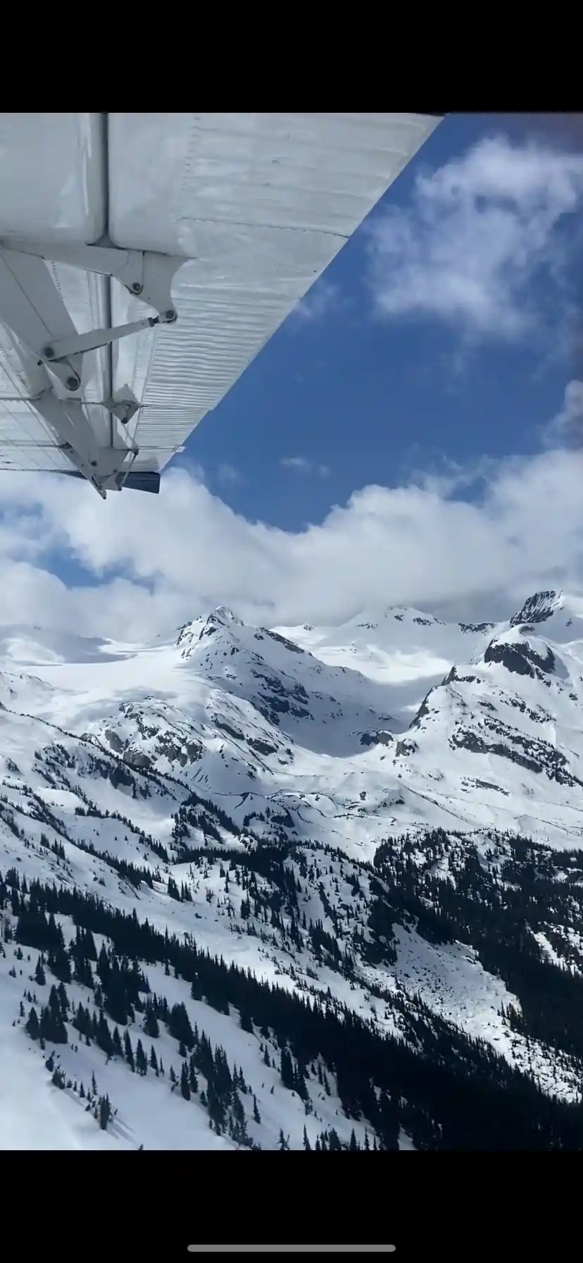 Rock and snow peaks under scattered cloud